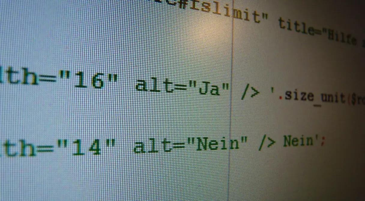 Configuration and markup source code displayed on screen